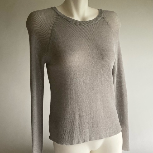 New Eileen Fisher Grey Viscose Nylon Crewneck Long Sleeve Top size M - Picture 4 of 8